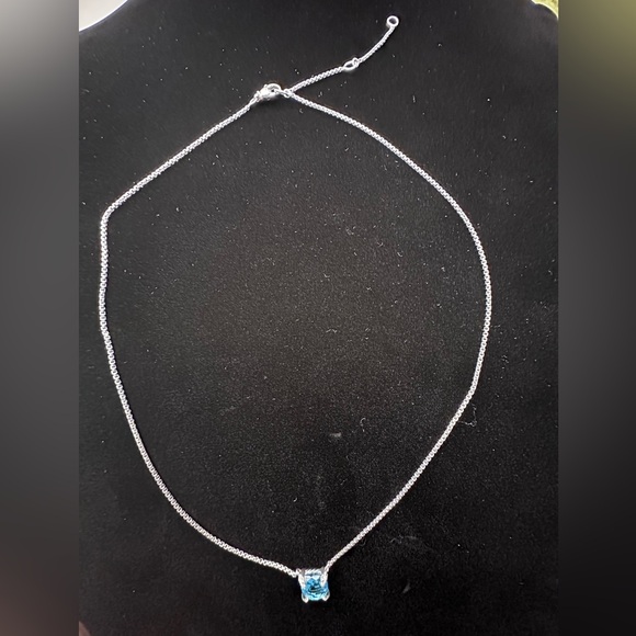 David Yurman Chatelaine Pendant Necklace with Blue Topaz and Diamonds New - Picture 4 of 7